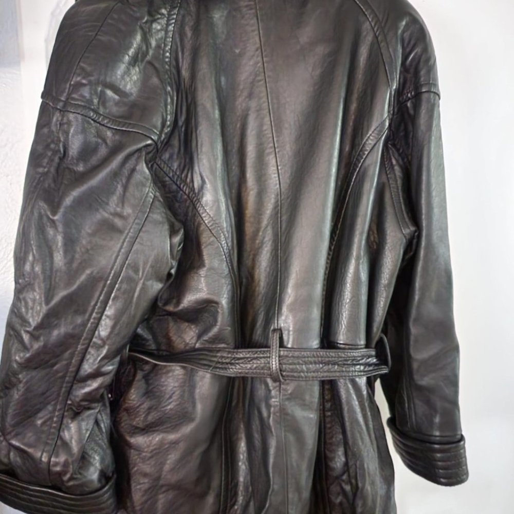 Heavy Black Leather Lined Jacket - image 3